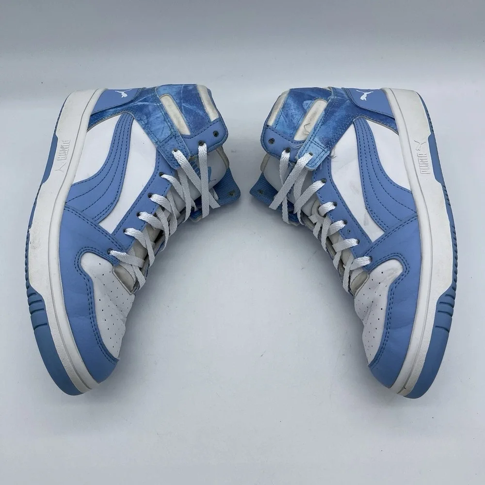 PUMA Rebound LayUp Men's Size 6.5 Sneakers 395109-01 White Blue Athletic Shoes